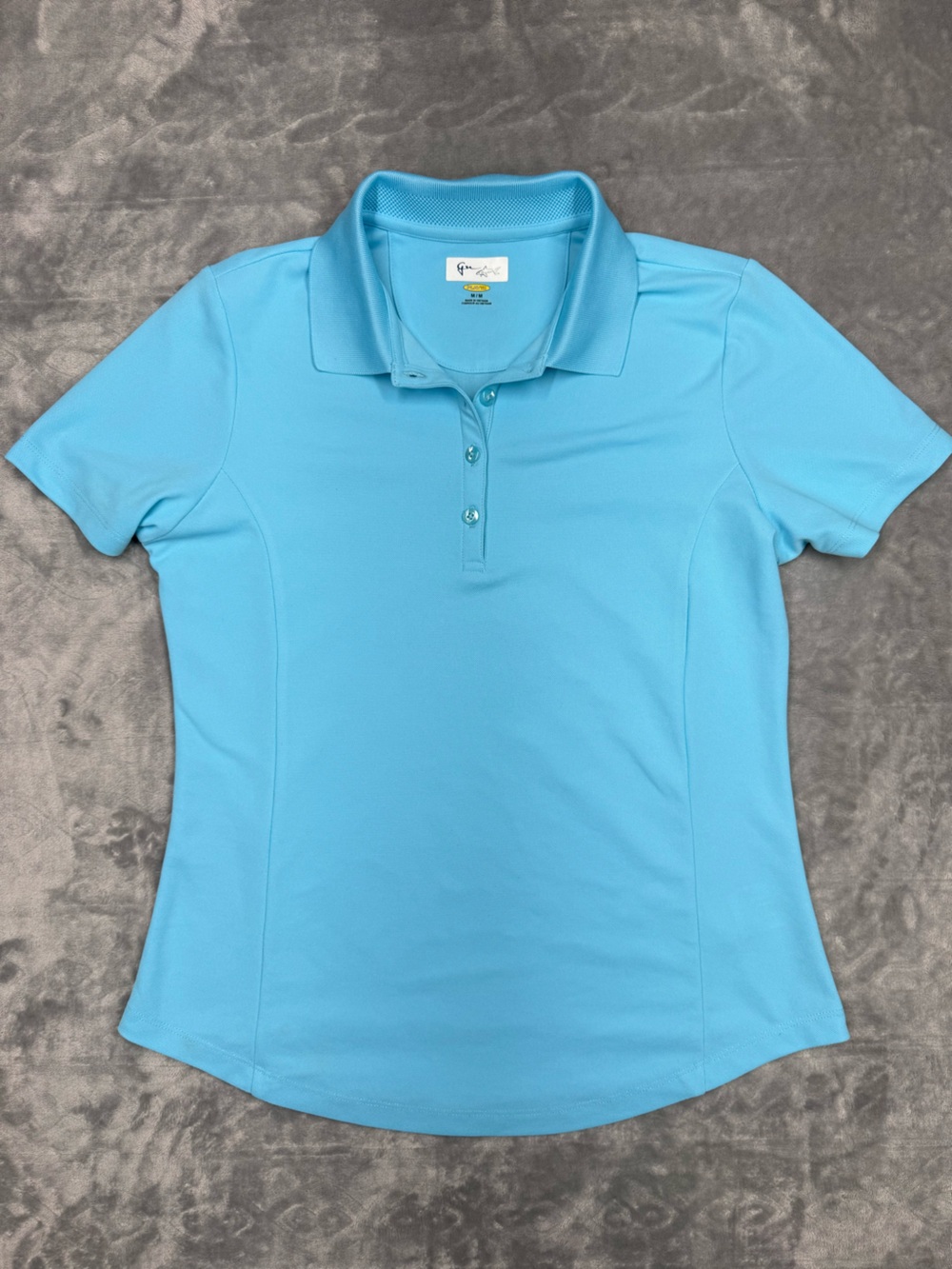 Greg Norman Aqua Blue Short-Sleeve Classic Pique Polo